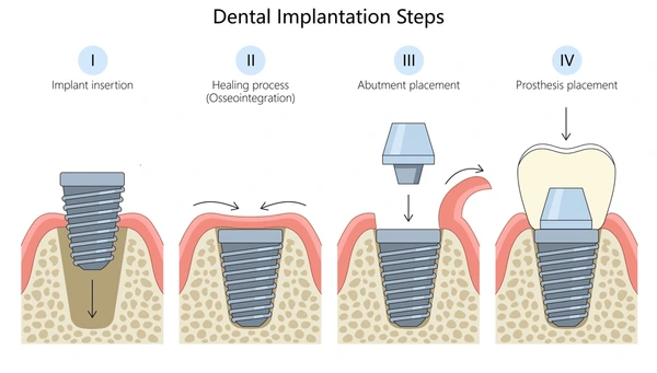 Infographic showing 7 steps of dental implant procedure in Lagos